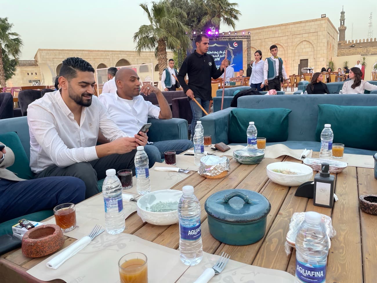 The company iftar gathering under the lights.