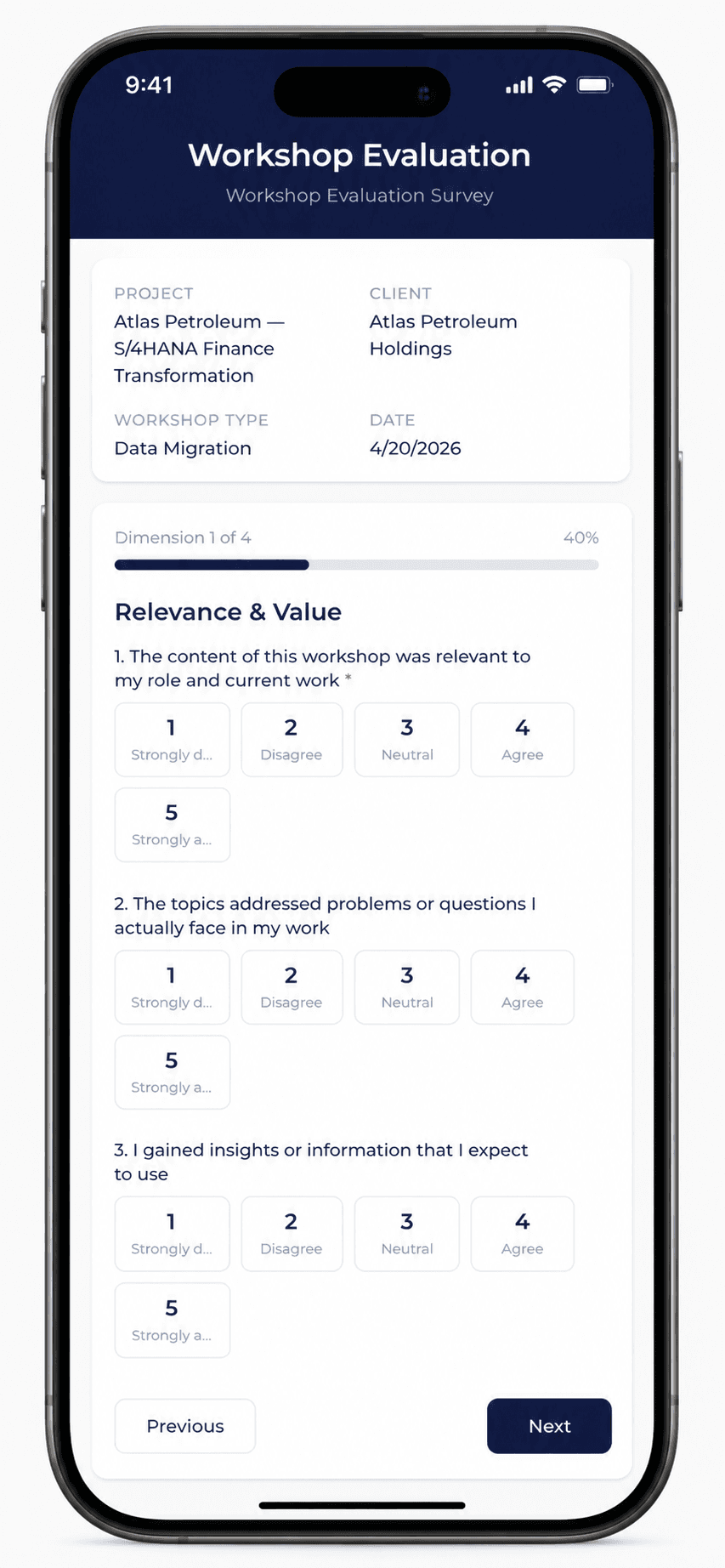 PreFlight workshop survey where attendees rate a session anonymously after it ends.